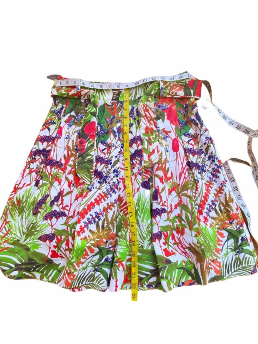 NWOT Petite Medium Soft Surroundings A-line Pleated Cotton Floral Skirt Stretch - Picture 8 of 12